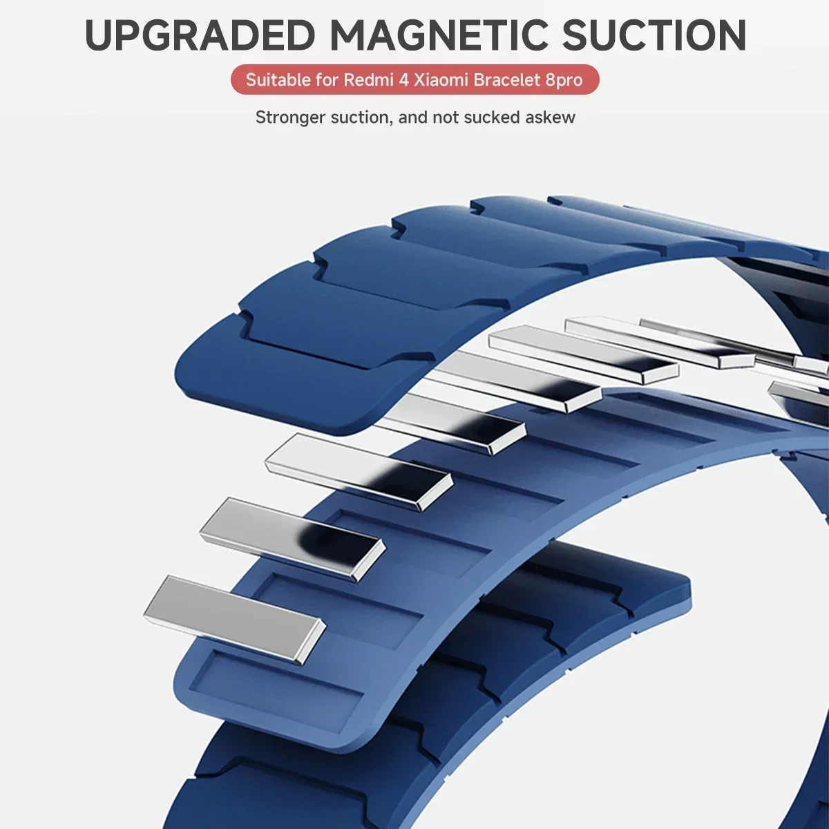 Magnetisches Silikonarmband für Redmi Watch 6/5/4 6Active/Lite, bequemes, atmungsaktives Sportarmband für Xiaomi MiBand 10/9/8 Pro. – Detail 4