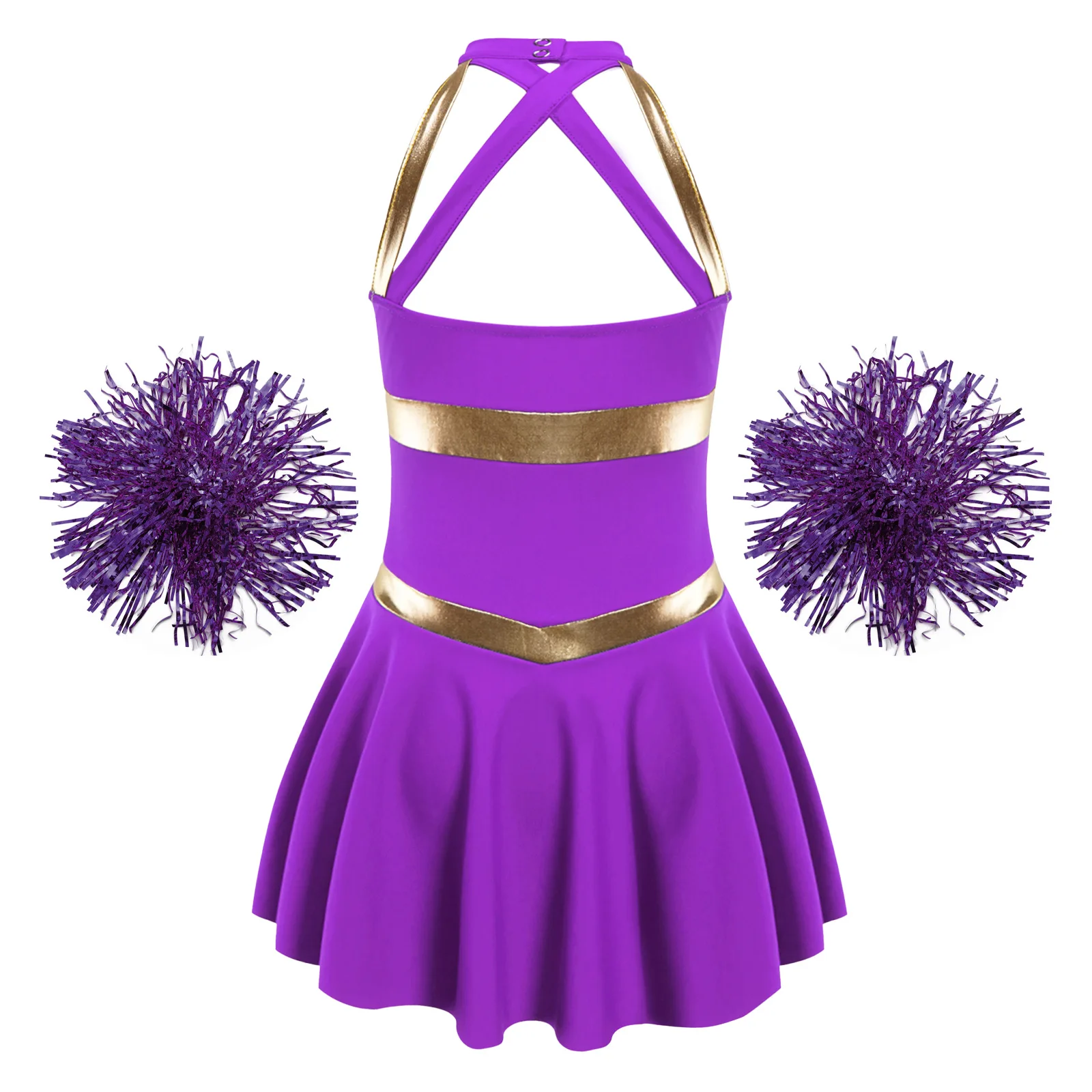 Kids Cheerleader Uniforms Schoolgirls Cosplay Cheerleading Costume with Flower Balls Sets for Halloween Cheer Dancing Teamwear