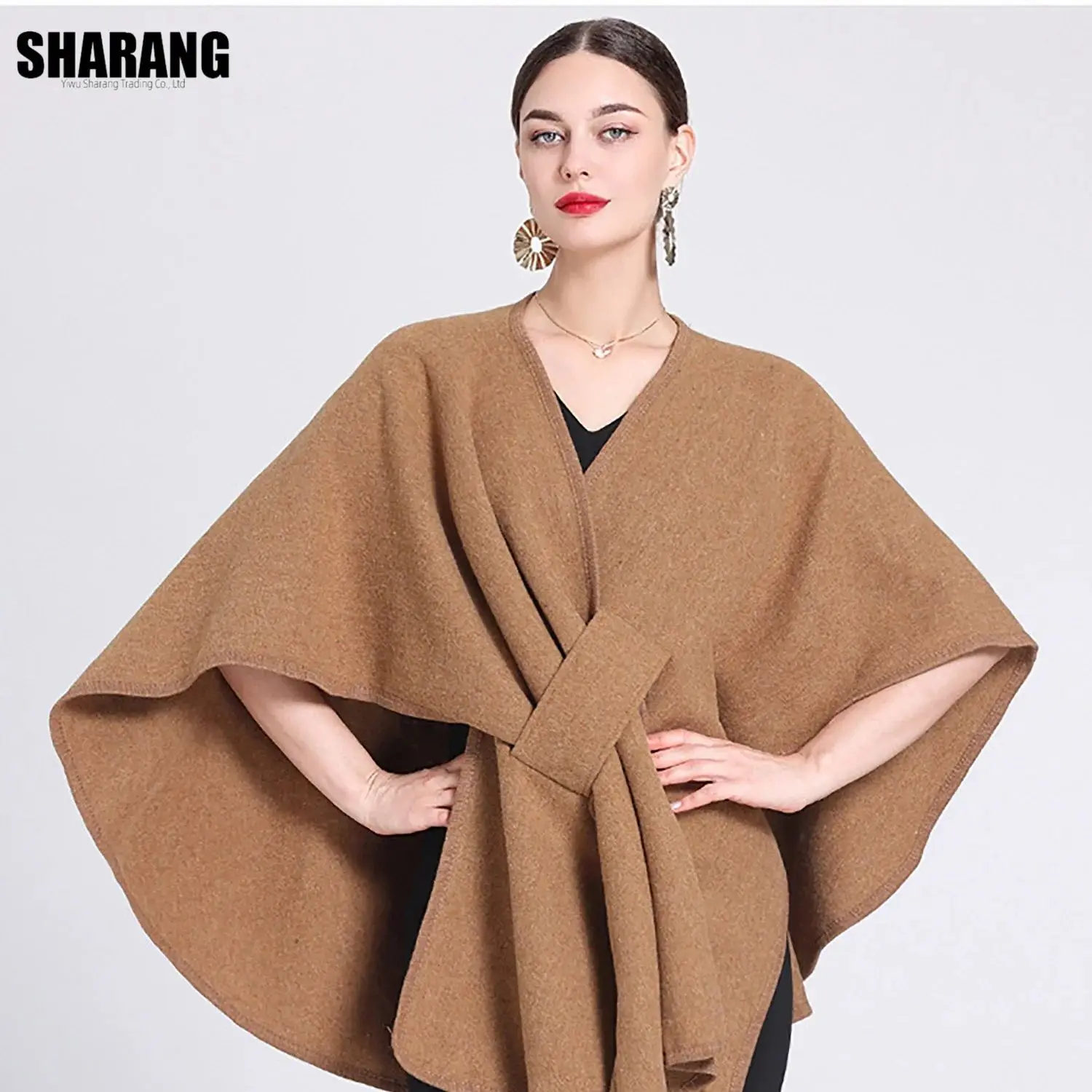 

Модное вязаное пальто больших размеров, женская свободная верхняя одежда, кардиган с драпировкой на плечах, большие размеры, осень-зима, Новое поступление