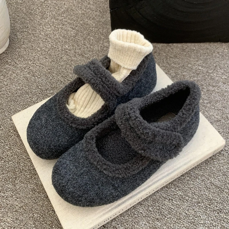 

Women Flats Cotton Shoes Sport Loafers Shoes Casual Sneaker 2025 Winter Fashion Short Plush Warm Shoes Shallow Walking Zapatos