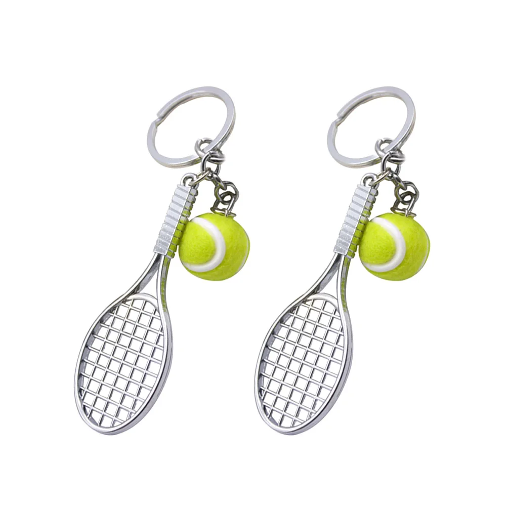 

2pcs Tennis Keyring Creative Gift Keychains Hanging Pendant Balls Mini Bag Charm Durable Material Long Time Use