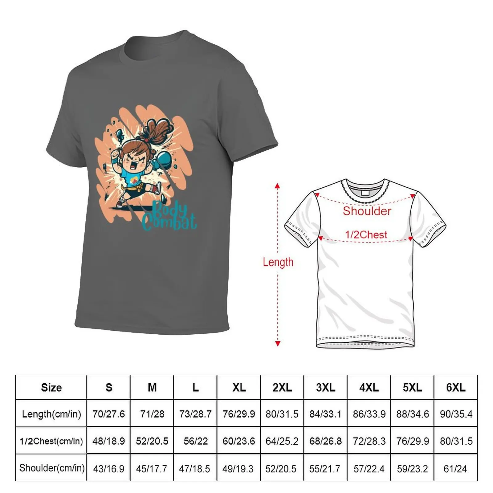 Funny Cartoonish Cute Girl Doing Body Combat Punch T-Shirt man t shirts cotton t shirt personalised T-Shirt
