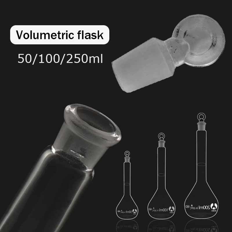 50/100/250ml Chemistry Laboratory Glass Flask Supply With Stopper Test Laboratory Supply With Stopper Transparent