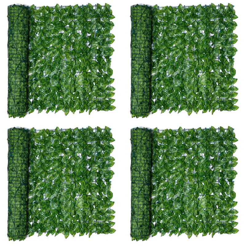 

4X Artificial Privacy Fence Screen Faux Ivy Leaf Screening Hedge For Indoor Decor Garden Backyard Patio Decoration