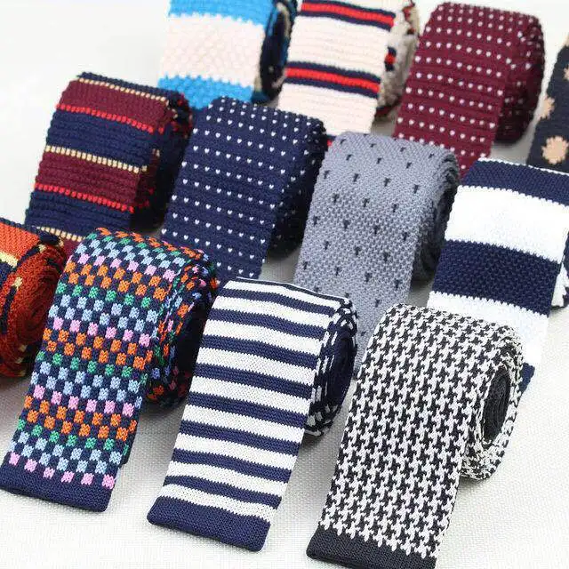 

Men's Knitted Casual Stripe Tie Fashion Tight Narrow Neck Tie Men's Tight Flat Knitted Tie