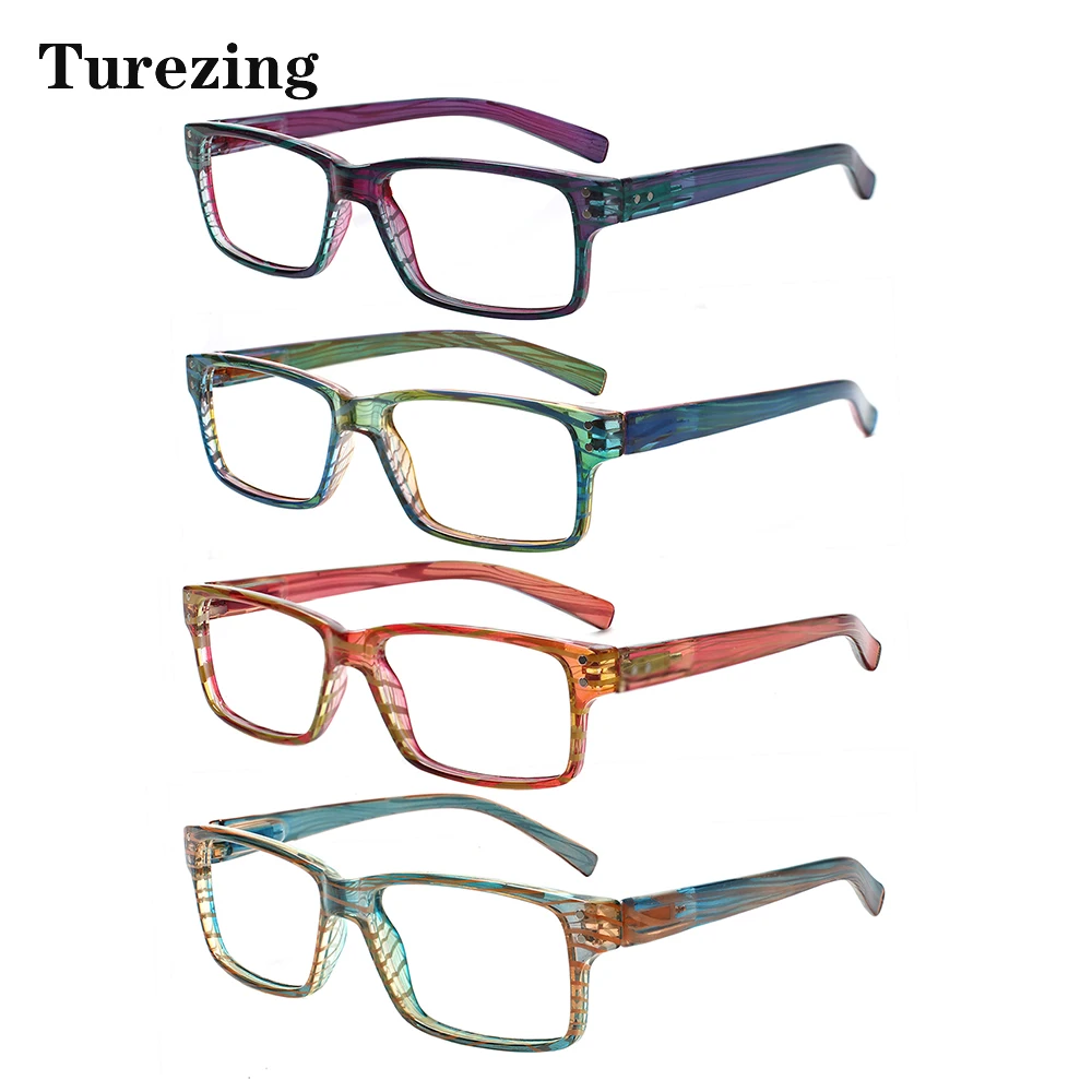 

Turezing 4 Pack Spring Hinged Reading Glasses Men Women Fashion Printing Flower Frame Decorative Eyewear HD Prescription Reader