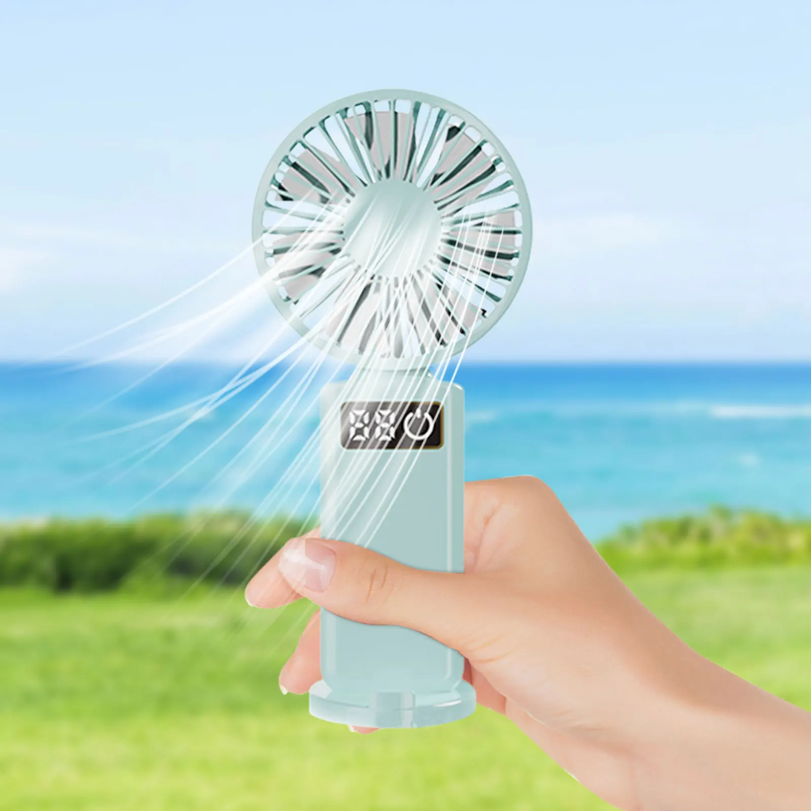 3 Speeds Adjustable Mini Handheld Fan Portable USB Rechargeable Quiet Cooling Fans with Phone Holder for Camping Home Travel
