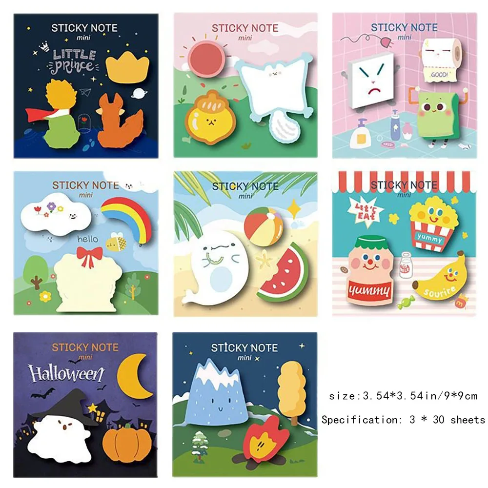 90 листов корейской версии комбинированных липких заметок разных форм N Times Posted, милый мультяшный материал, бумага