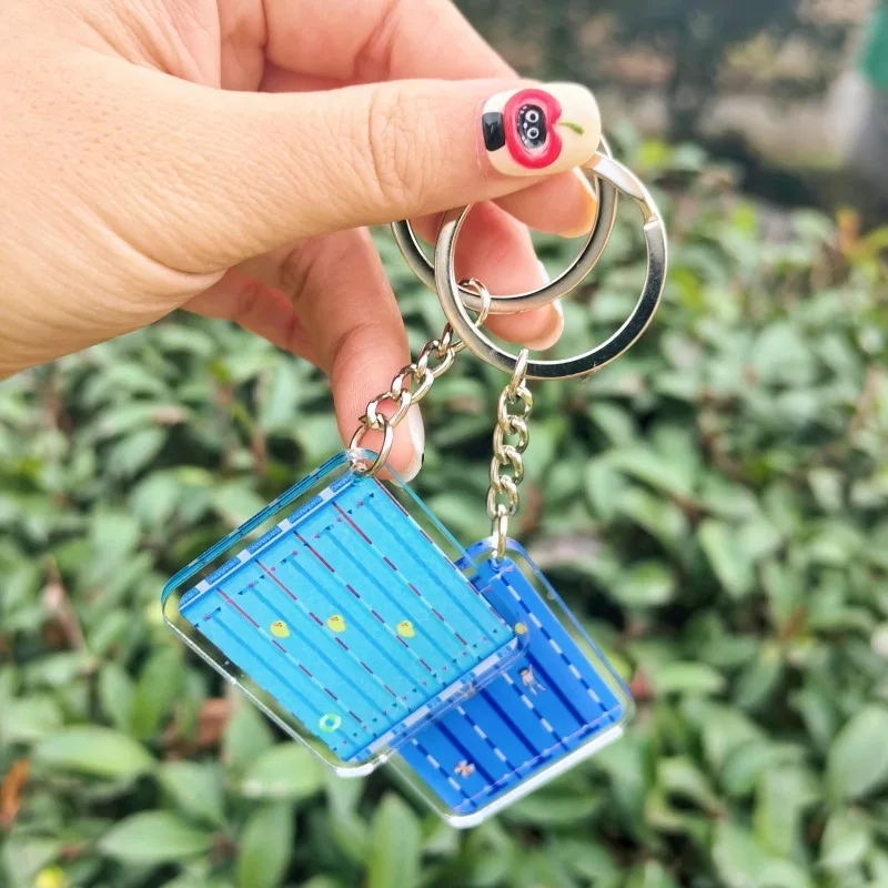 1pcs Swimming Pool Keychain Souvenir Mini Tennis Pendant Swimming Three-dimensional Acrylic Keychain