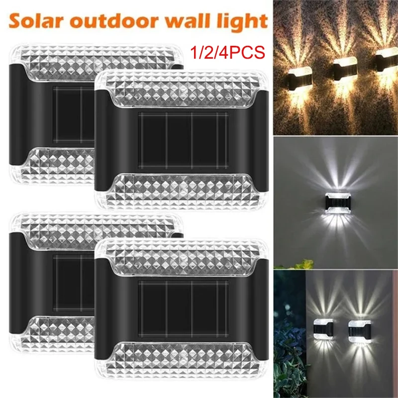 1/2/4 Solar Wall Lamp Spotlight LED Sunlight Outdoor Waterproof Solar Fence Lights Luminous Lighting Garden Yard Fence Decor