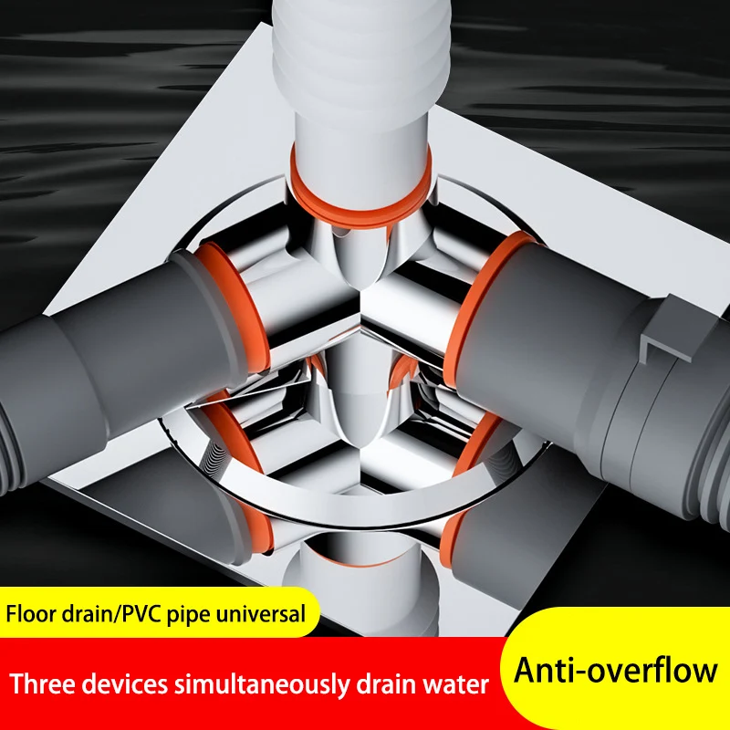 Washing Machine Floor Drain Drain Pipe Three-way Joint Drain Pipe Anti-return Odor Universal Pipe Butt Connector