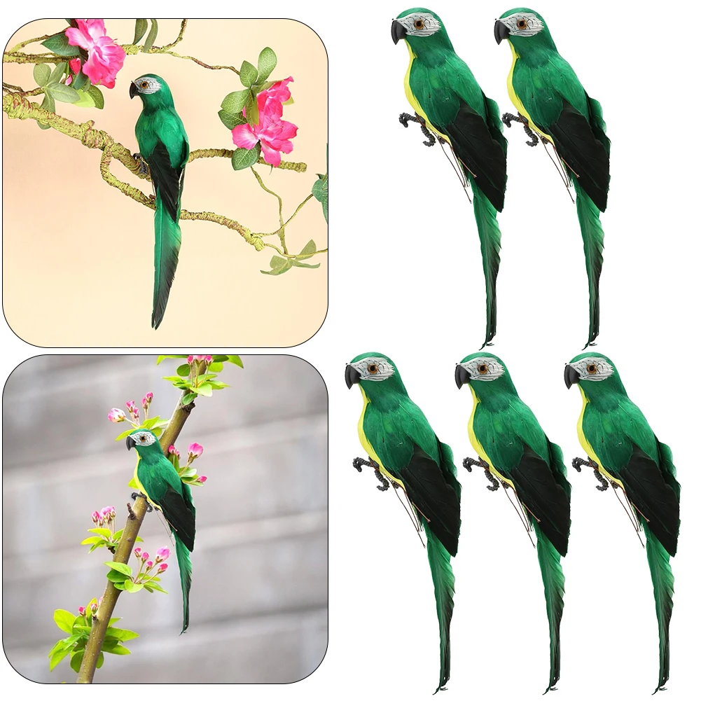 

5Pcs Foam Feather Artificial Imitation Bird Model Home Ornament (Green)
