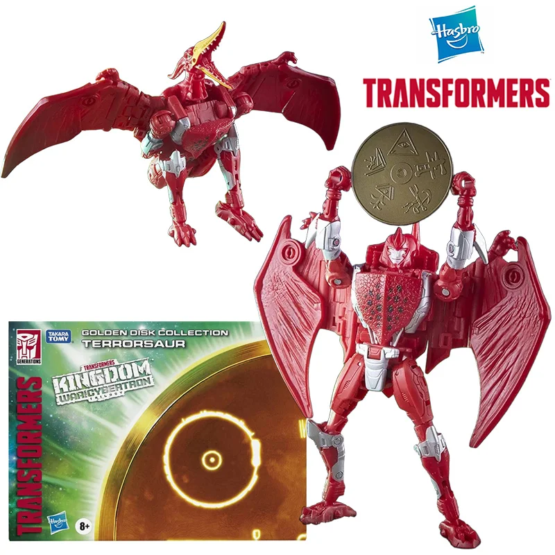 Hasbro Transformers Kingdom WFC Terrorsaur Golden Disk Collection 18Cm Voyager Class Original Action Figure Model Toy Gift