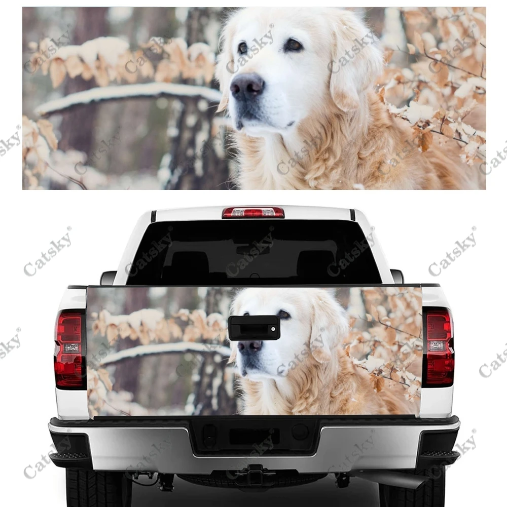 

Автомобильные наклейки Golden Retriever, аксессуары для модификации задней панели, виниловые наклейки для автомобилей, грузовиков, внедорожников