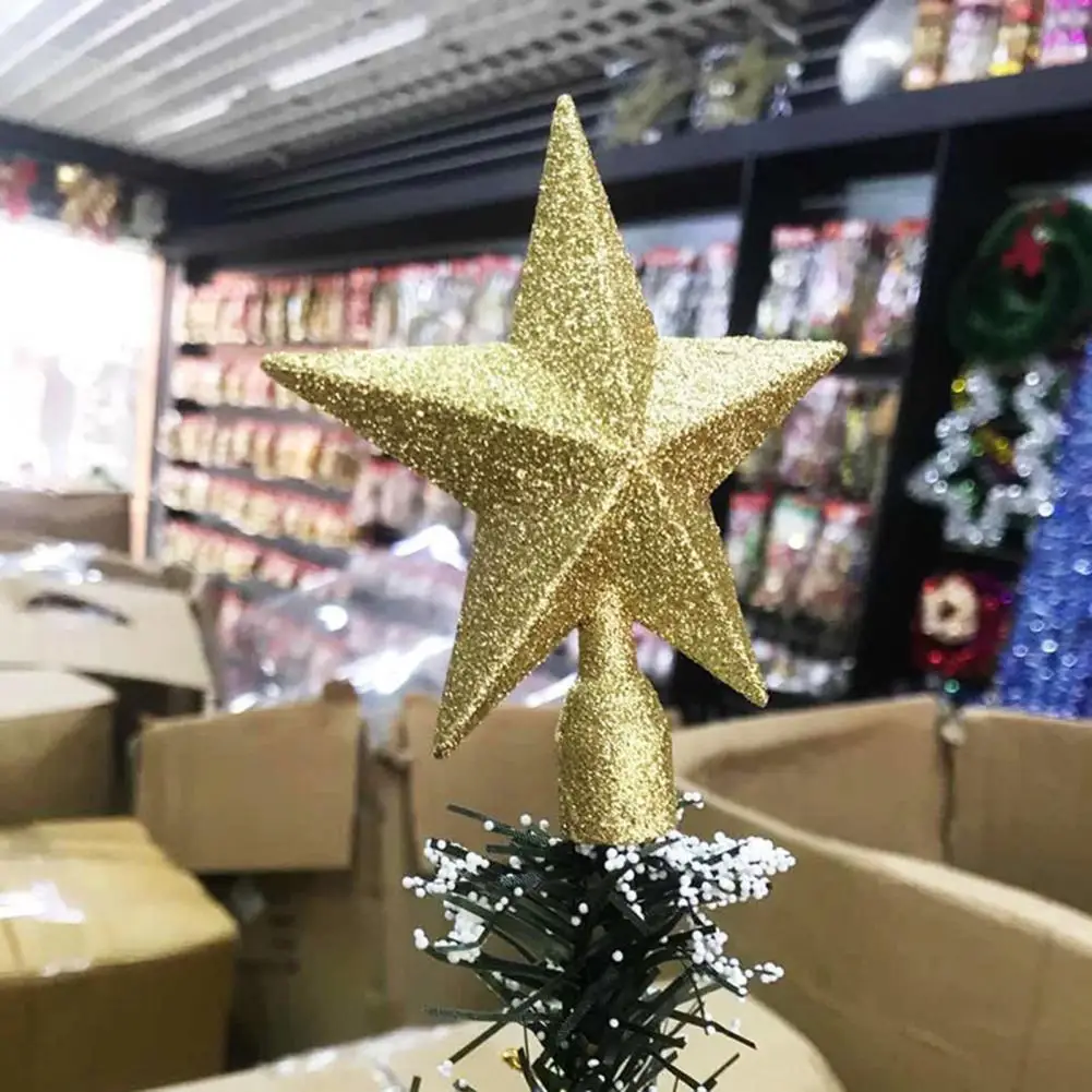 15cm Star Tree Topper Glitter Golden Powder Multi-colors Scene Layout Reusable Five-pointed Star Decoration Christmas Ornaments