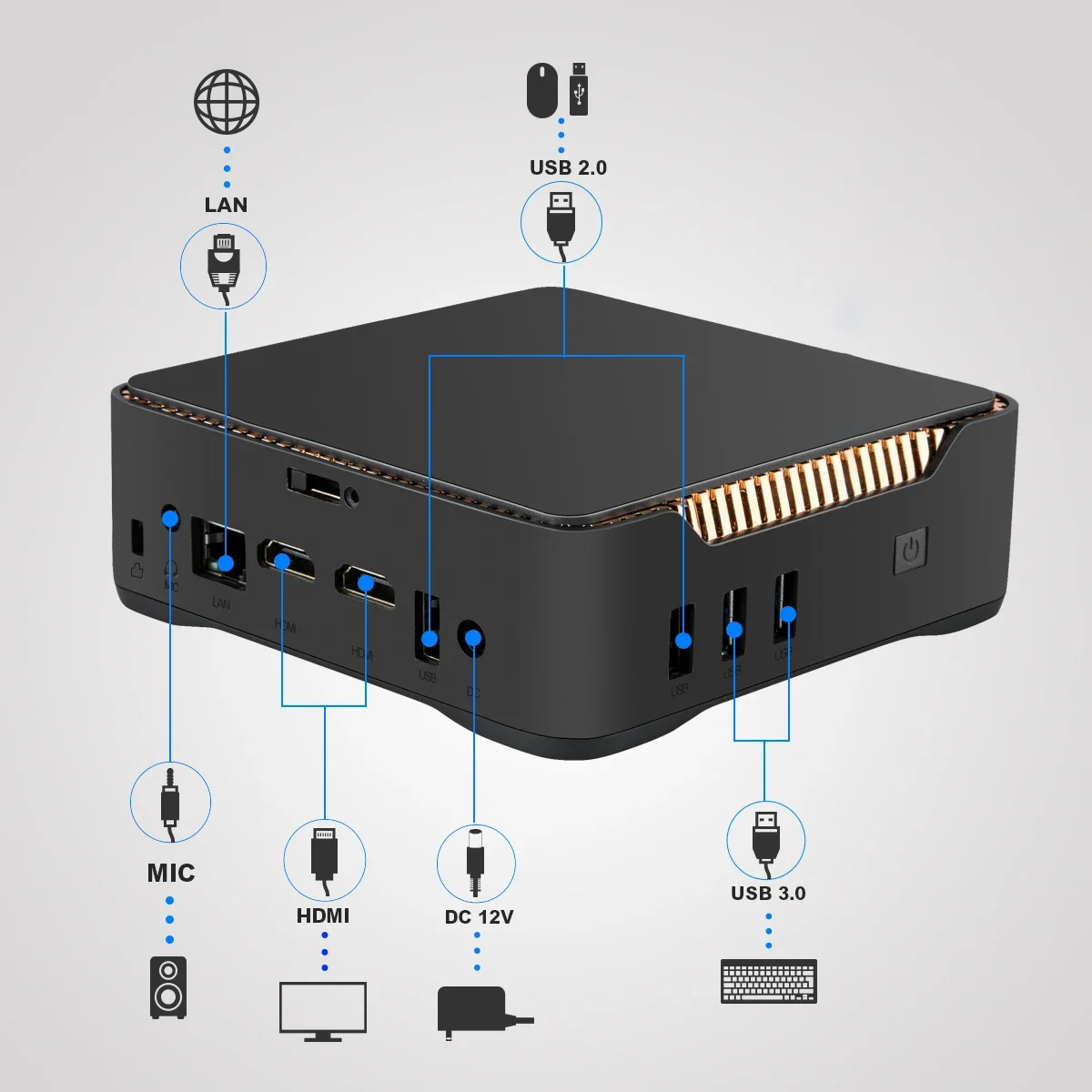 SZBOX AK3V Intel N3350 Win 10 4GB LPDDR3 64GB EMMC M.2 2.5''SATA SSD WIFI5.0 BT4.2 Mini PC RJ45 Gaming Office Desktop Computer