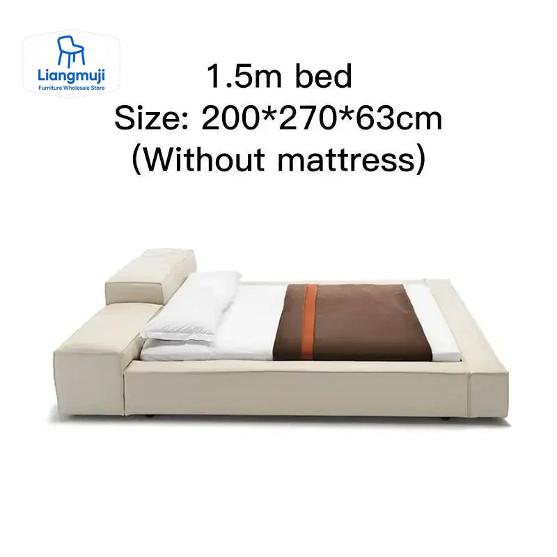 Minimalist Design Fabric Double Bed 1.5m Japanese Style Removable And Washable Tatami Low Bed Creative High-End Indoor Furniture