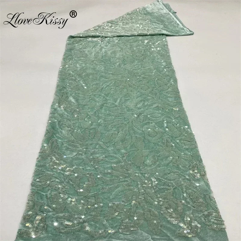 Hot Sell 7 Colors New Velvet Sequin Fabric Handmade Design Sewing Wedding Party Dress Popular Glitter Fabric Width 125CM