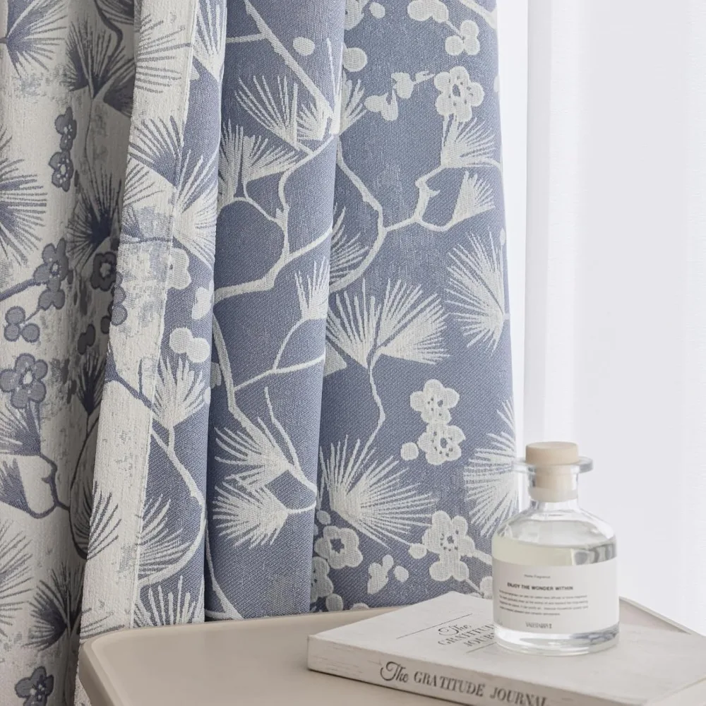 ستائر قطنية من الكتان المعتم عالي GSM مع طيات قرصة وشكل ذاكرة، مثالية لغرف المعيشة والضيوف، لوحتين من قماش الجاكار B