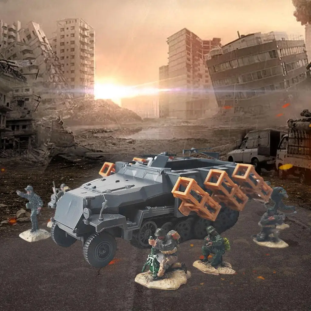 Deutscher SdKfz 251 Panzermodellbausatz, 4D schwerer Kampfpanzer, Kunststoff, gepanzerte Szene, Gebäudemodell, Heimregal, Dekor – 1:72