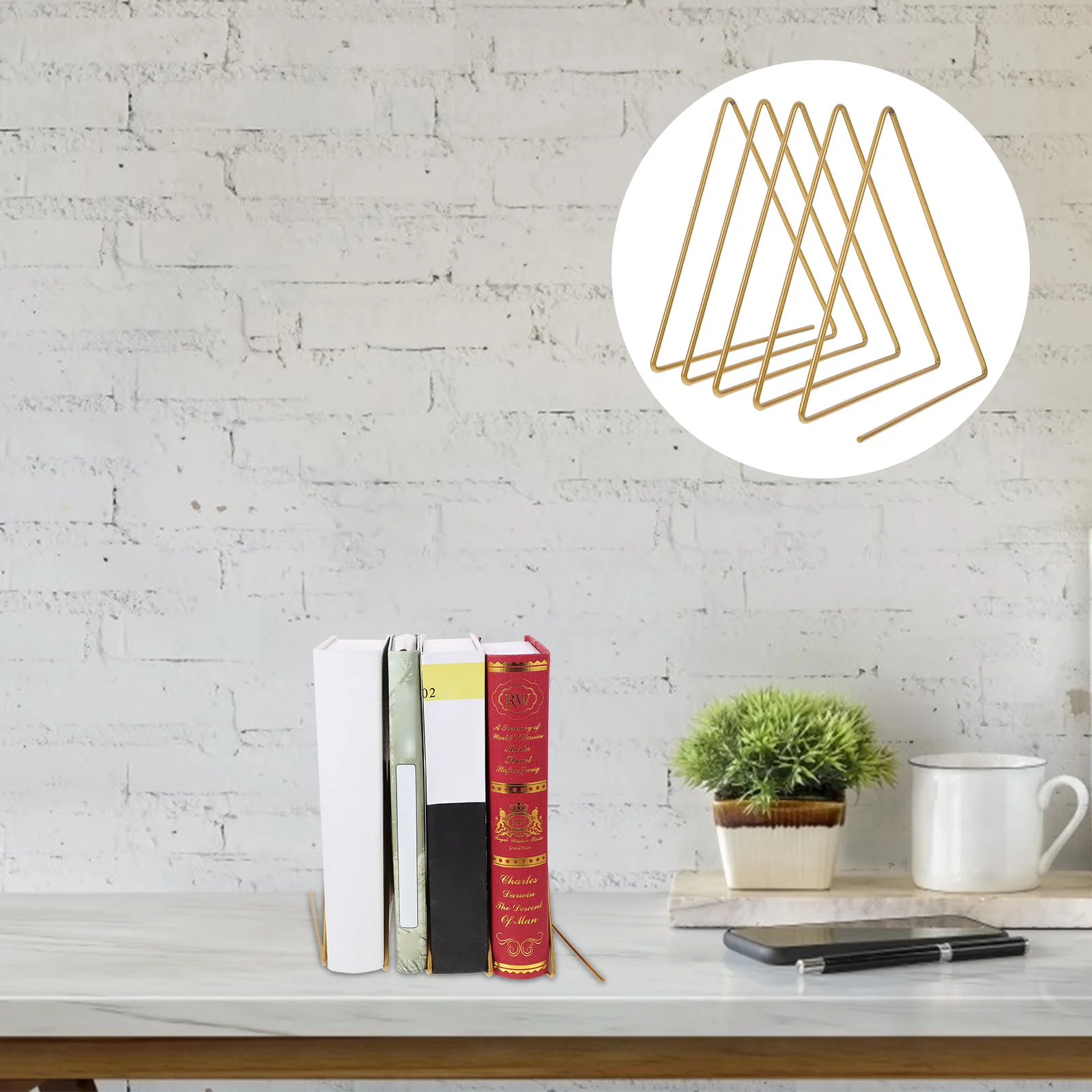 

Metal Book Stand Lightweight Rack for Desktop Office Smooth Corner Magazine Holder Storage Organizer White Color