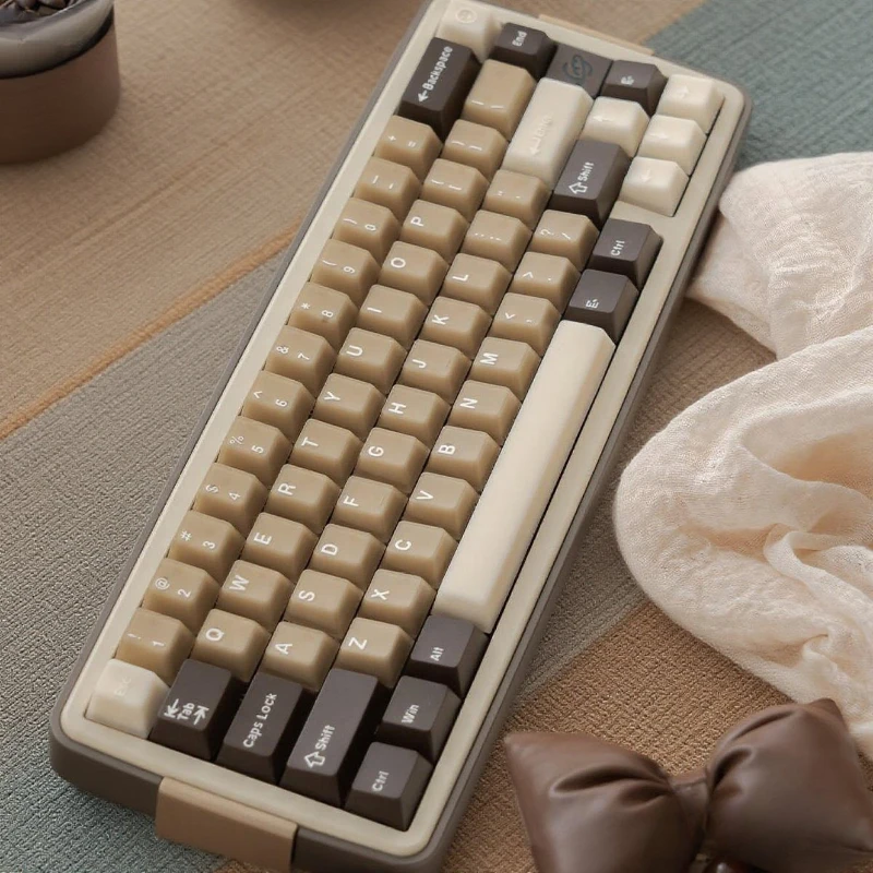 

Coconut Latte Theme Keycaps Set 164 Keys PBT+PC Cherry Profile Semi Transparent Keycap Translucent Mechanical Keyboard Key Cap