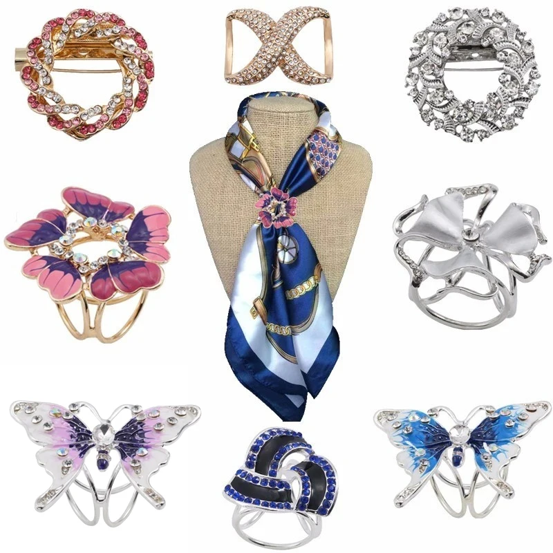 Bohemia Butterfly Brooch Scarf Buckle Bouquet Luxury Colorful Rhinestone Scarf Clip For Women Boho Christmas Xmas Jewelry Brooch
