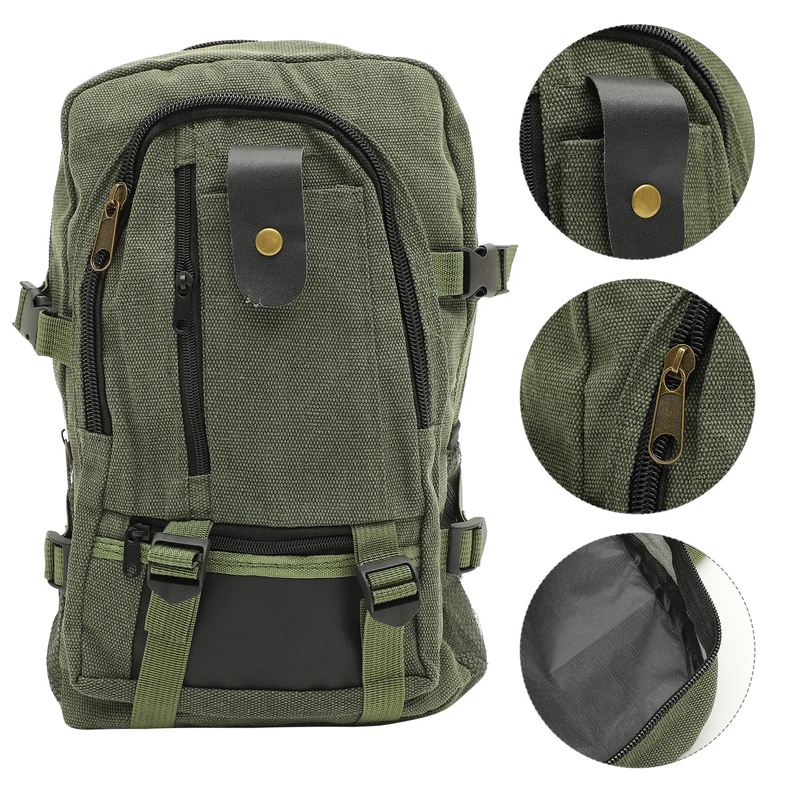

Green Large Capacity Canvas Rucksack Heavy Duty Fabric Lightweight Travel Backpack for Men Women Student School Outdoor