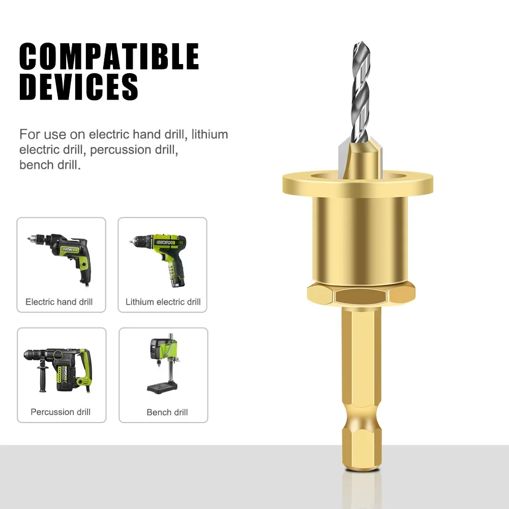 Adjustable Hexagonal Handle Router Bits Woodworking Tools Countersink Drill Bit for Wood Installation Limit Hole