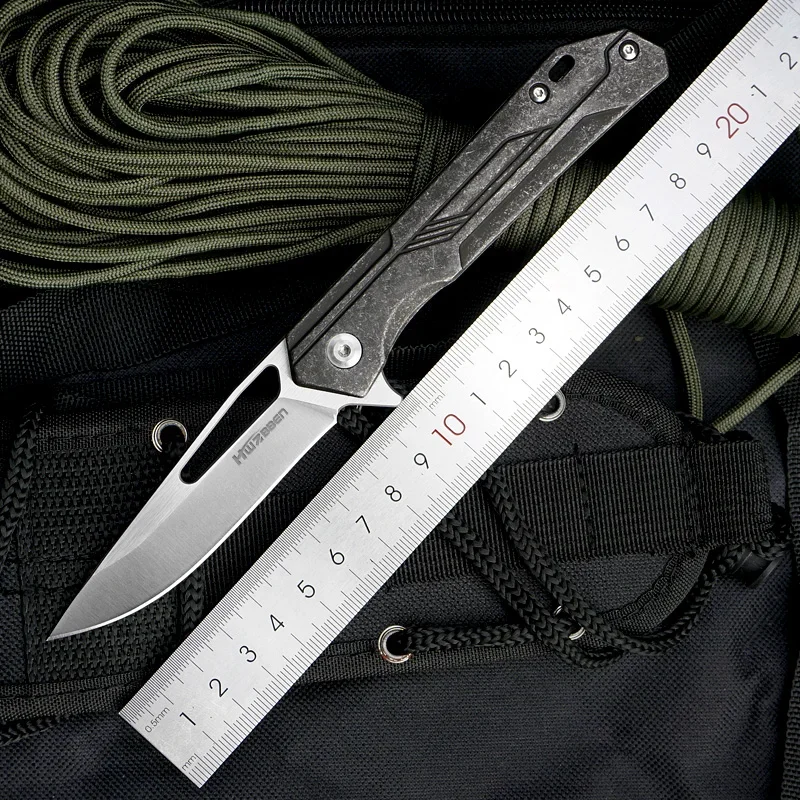 HWZBBEN J064 Карманный нож EDC D2 Лезвие Ручка из нержавеющей стали с ЧПУ Ручные инструменты для улицы для кемпинга, выживания, спасения, самообороны
