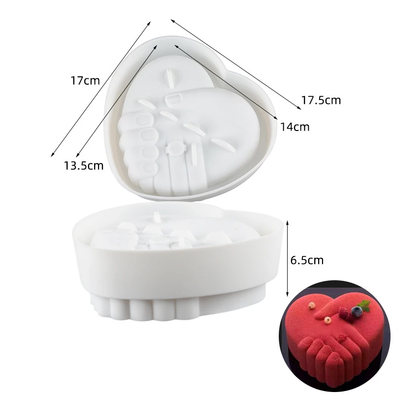 Hand in Hand Heart Silicone Cake Mold for Chocolate Mousse Ice Cream Jelly Pudding Pastry Dessert Bakeware Pan Decorating Tools