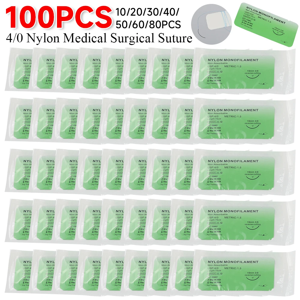 10-100Pcs 120cm 4/0 Medical Surgical Suture Nylon Silk Polypropylene Polyester Monofilament Thread Suture Teaching Exercises