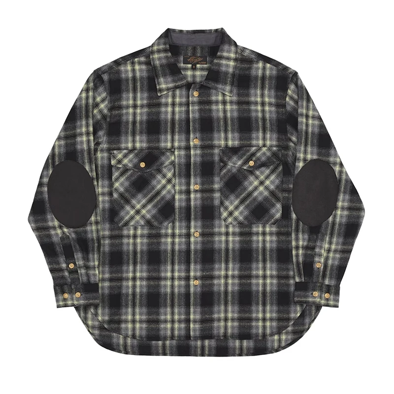 Second Order Men\'s Flannel Shirt Western Cowboy Long Sleeved Pocket Plaid Shirt