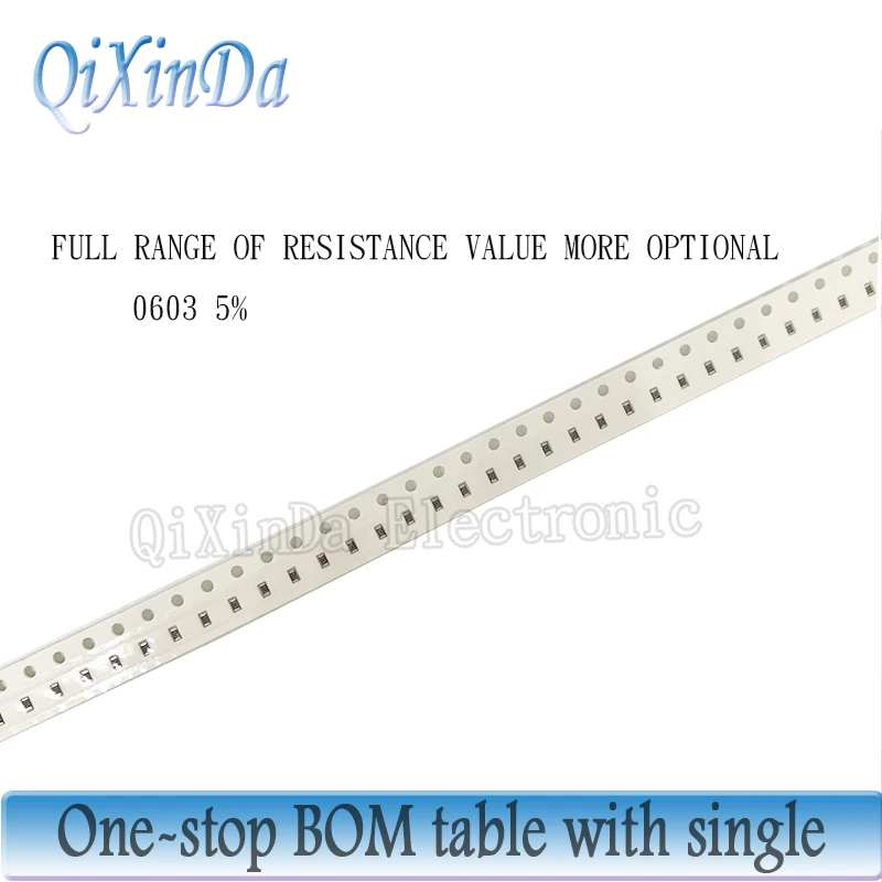 100PCS 0603 SMD 5% Resistor 0R-10M 0.1R 0.12R 0.43R 1R 3.9R 10R 18R 36R 1K 10K 62K 82K 100K 240K 470K 750K 1M 4.3M 6.2M 9.1M