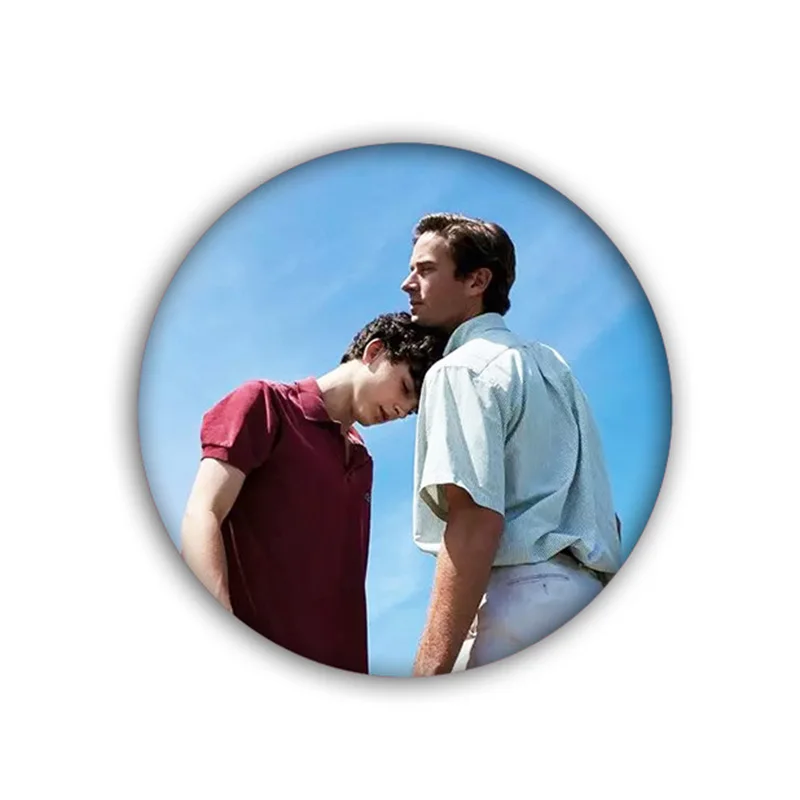 اتصل بي باسمك صفيح بروش شارة الفيلم المثليين مثليه مثليه الجنس على ظهره الملابس ديكور دبابيس مستديرة موضة مجوهرات الإكسسوارات #5