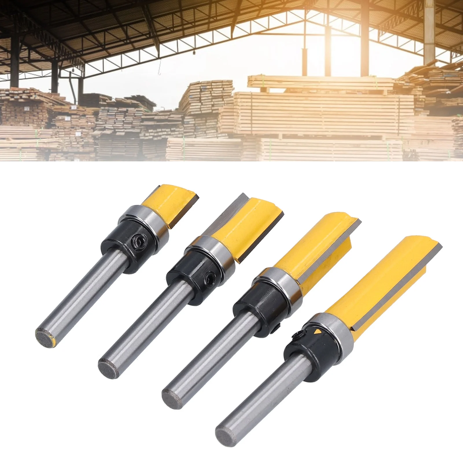 

Trim Hinge Router Bit Round Silver Yellow 1/4in Shank Flush Trims Tenon Cutter Wood Trim Hinge Router Trim Hinge Router Bit