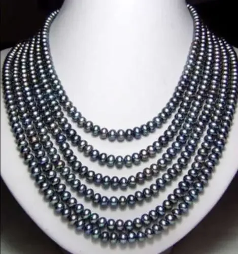 

Long 130" 7-8mm Black Akoya Cultured Pearl Necklace