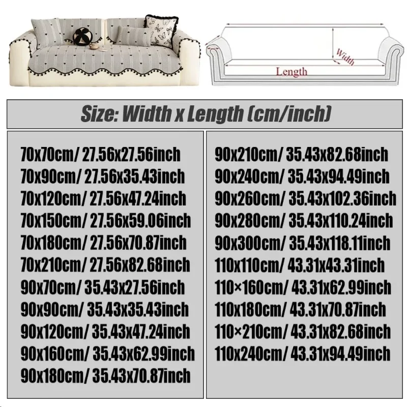 1PC Luxuriou Chenille Sofa Cover for Spring Summer Dust-proof L Couch Slipcover Non-Slip Irregular Sofa Pad Mat for Living Room