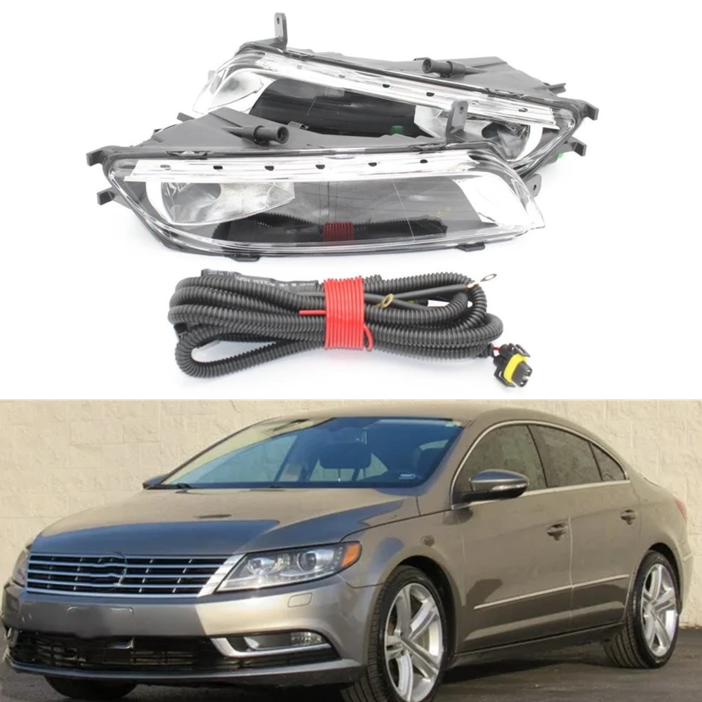 Car Light For VW Passat CC 2012 2013 2014 2015 2016 2017 Car-Styling Front Halogen Fog Light Fog Lamp + Wire Harmness