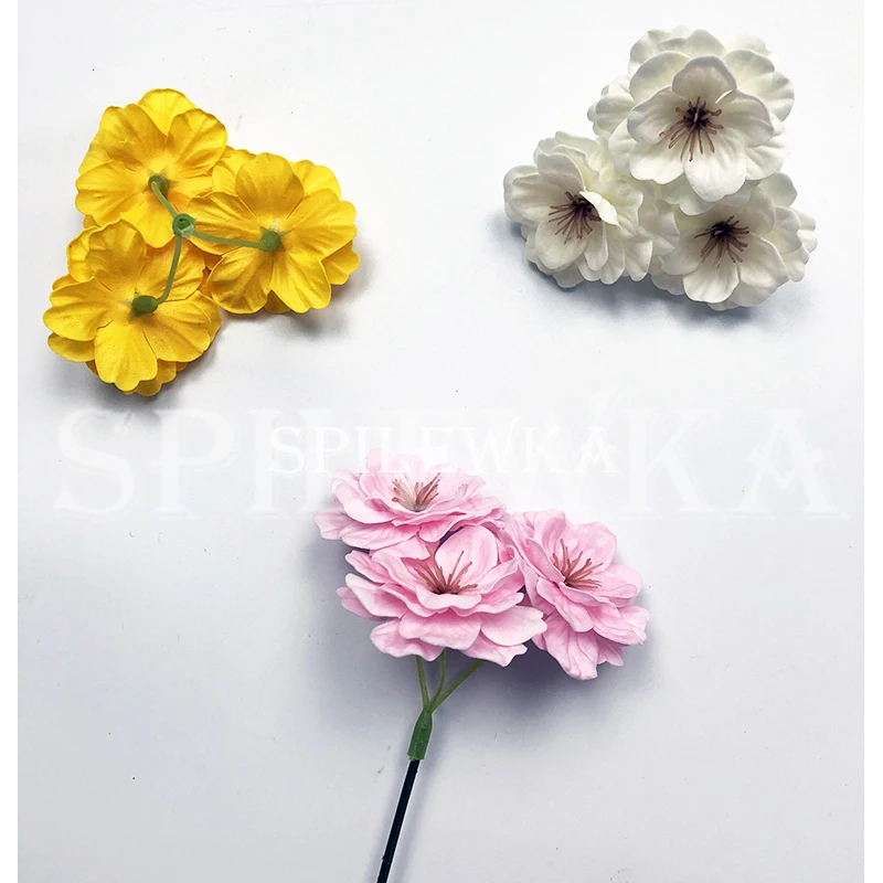10/50 Stück 8x7cm Sakura (1 Stück = 3 Köpfe) Künstliche Kirschblüten Romantisches Valentinstagsgeschenk Hochzeits- und Heimdekoration Seifenblumen – Detail 4