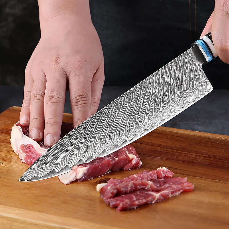 XITUO-cuchillo de chef de acero de Damasco japonés, herramienta de cocina, forjado a mano, antiadherente, santoku, 8 pulgadas, 67 capas