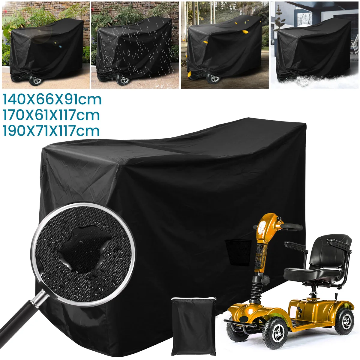 Mobility Scooter Cover Motorcycle Cover Waterproof Wheelchair Storage Outdoor Indoor Rain Protector from Dust Dirt Snow Sun Rays