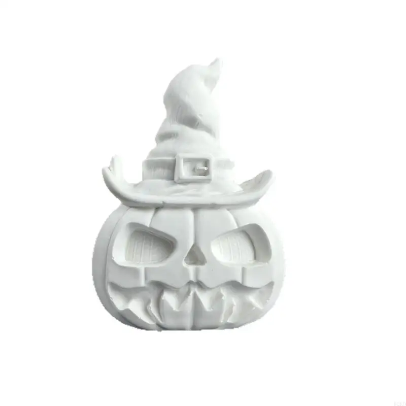 62KD Fall Decors Pumpkin Mold for Ornament Casting, Silicone Mold with Witch Hat Detail for Resin Plasters Cements DIY Desktop
