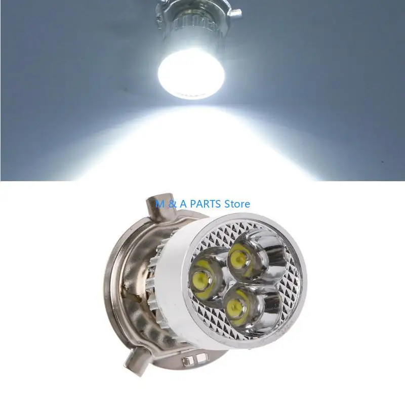 U1JF H4 LED Bulbs Motorcycle Headlight Fog Lamp Hi/Lo Beam Light 12-80V 3 LED Bulbs