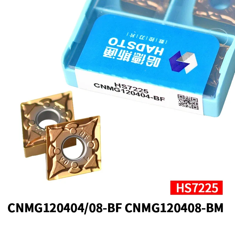 

10 шт. Оригинальные твердосплавные пластины HADSTO CNMG120404 CNMG120408 CNMG120412 BF BM HS7125 HS7225 для токарных станков с ЧПУ, режущие инструменты