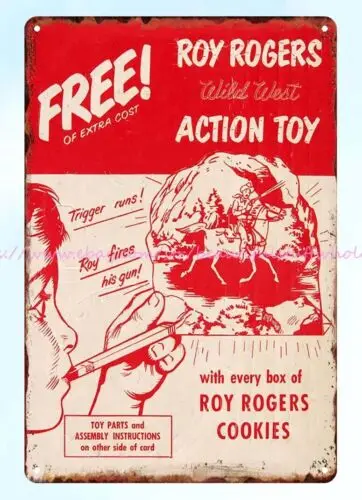 1950 ROY ROGERS COOKIES WILD WEST ACTION TOY STORE DISPLAY tin sign metal plates