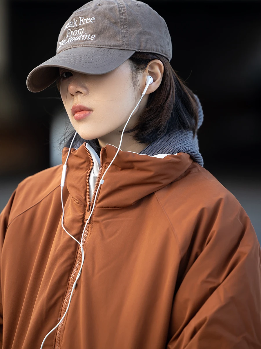 

Теплая повседневная хлопковая куртка с воротником-стойкой для женщин, базовая свободная модель для студентов, всесезонная, на молнии, с длинными рукавами