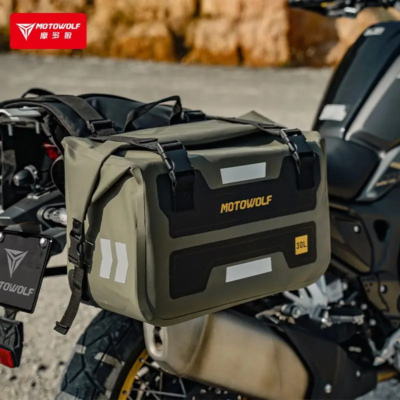 Motowolf Waterproof Large Capacity Universal Motorcycle Tail Rear Seat Bag Riding Luggage Pannier Saddlebag Mototravel Knight view 4