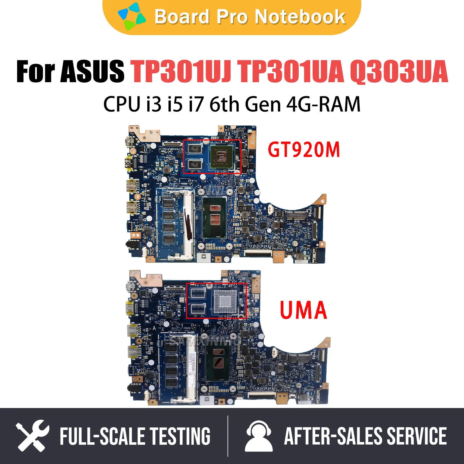 

TP301U Mainboard For ASUS Vivobook Flip TP301UJ TP301UA Q303UA Laptop Motherboard i3 i5 i7 6th Gen 4G RAM GT920M V2G