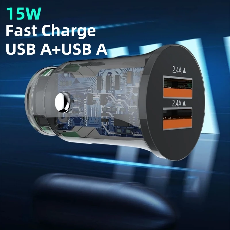 

15W USB Car Charger Quick Charge4.0 QC PD 3.0 SCP 2.4A USB Type C Car Fast Charging For iPhone 15 14 13 Huawei Samsung Xiaomi